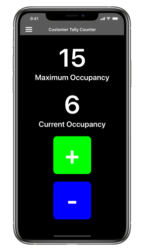 Customer Tally Counter app showing on the iPhone 11 Pro Max